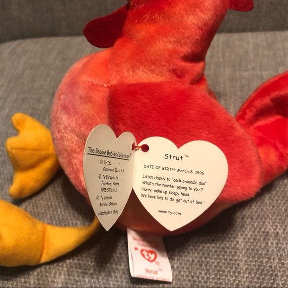 RARE TY Beanie Babies "STRUT" Rooster Retired 1996 - Picture 4 of 7
